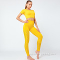 mavazi ya yoga kwa wanawake 2pcs huweka sleeve fupi